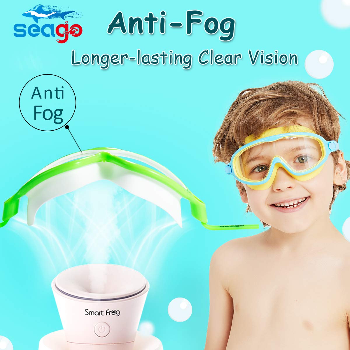 Seago Swim Goggles 2 Pack Anti-Fog Anti-UV Wide View Swimming Goggles for Kids 3-15