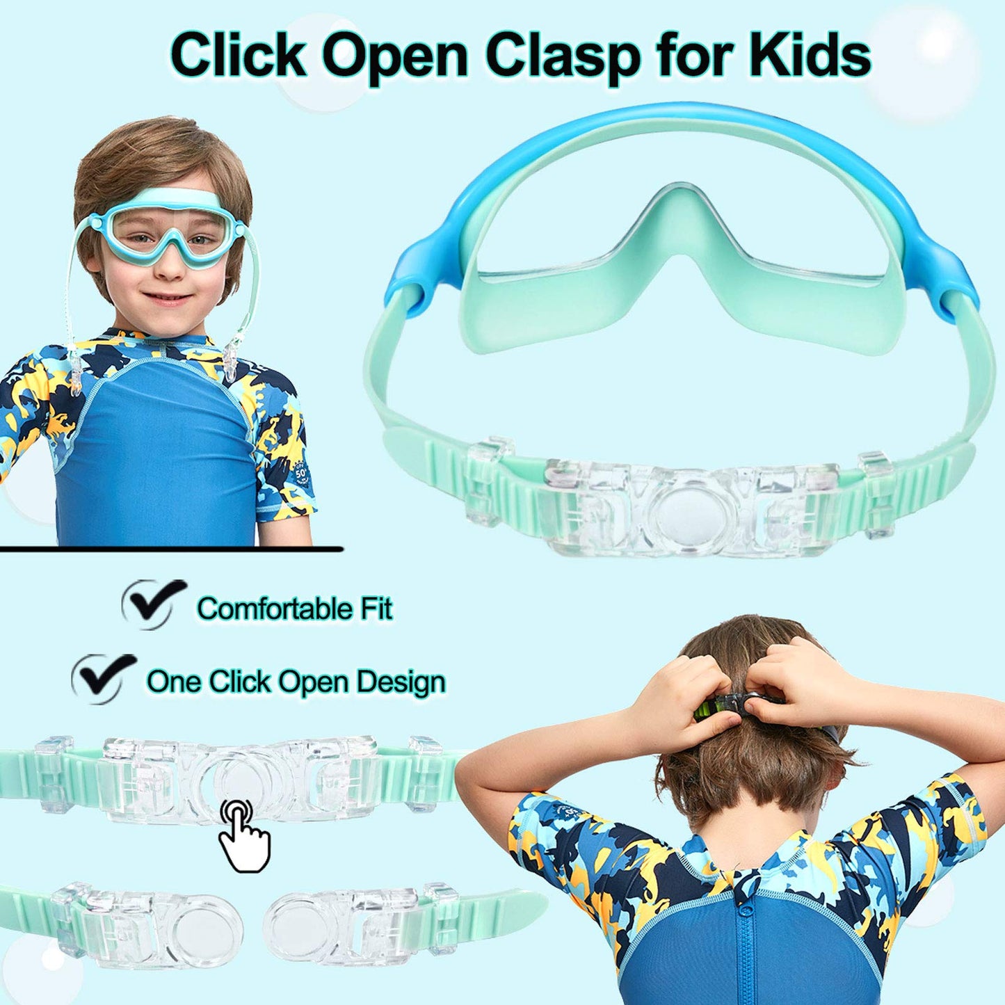 Seago Swim Goggles 2 Pack Anti-Fog Anti-UV Wide View Swimming Goggles for Kids 3-15