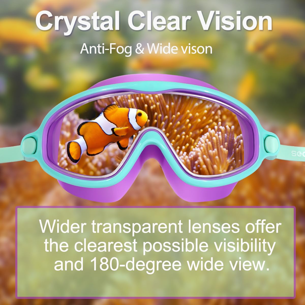 Seago Swim Goggles 2 Pack Anti-Fog Anti-UV Wide View Swimming Goggles for Kids 3-15