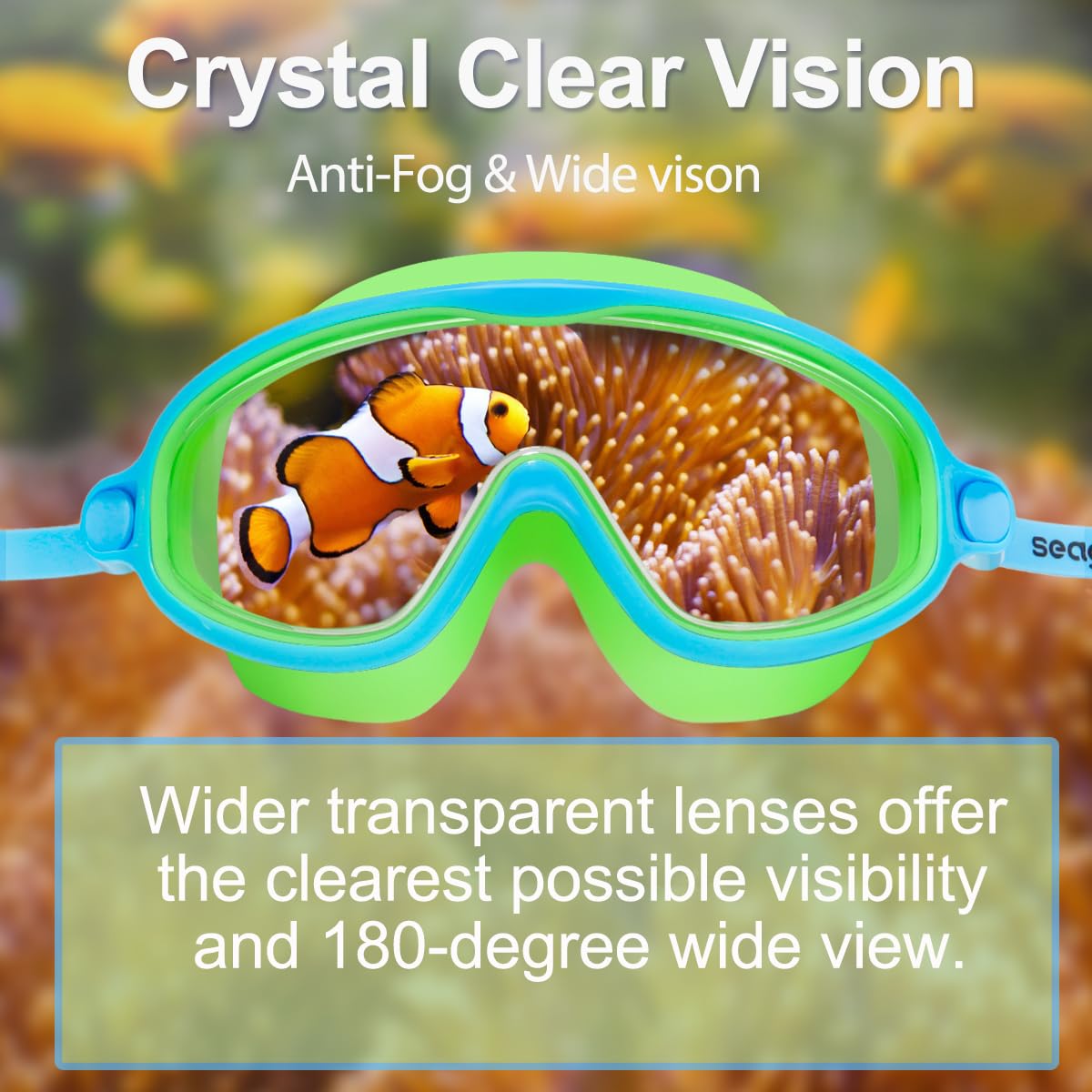Seago Swim Goggles 2 Pack Anti-Fog Anti-UV Wide View Swimming Goggles for Kids 3-15