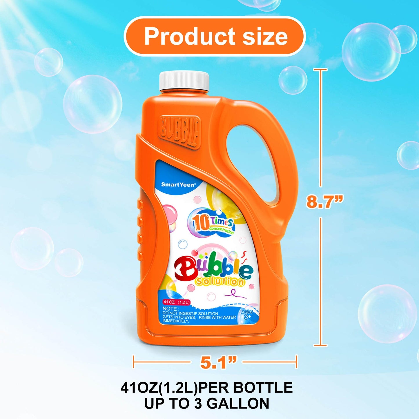 41oz Concentrated Bubble Solution Refill (Close to 1.2L/ up to 3.2 Gallon)-Safe for Kids, Perfect for Bubble Machines, Wands & Blowers - Ideal for Birthday Parties & Summer Fun (Blue)