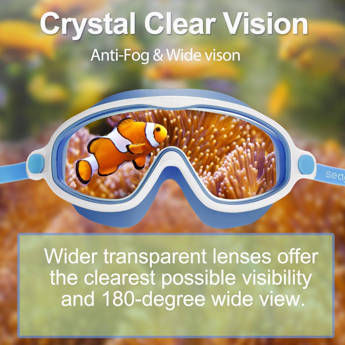 Seago Swim Goggles 2 Pack Anti-Fog Anti-UV Wide View Swimming Goggles for Kids 3-15