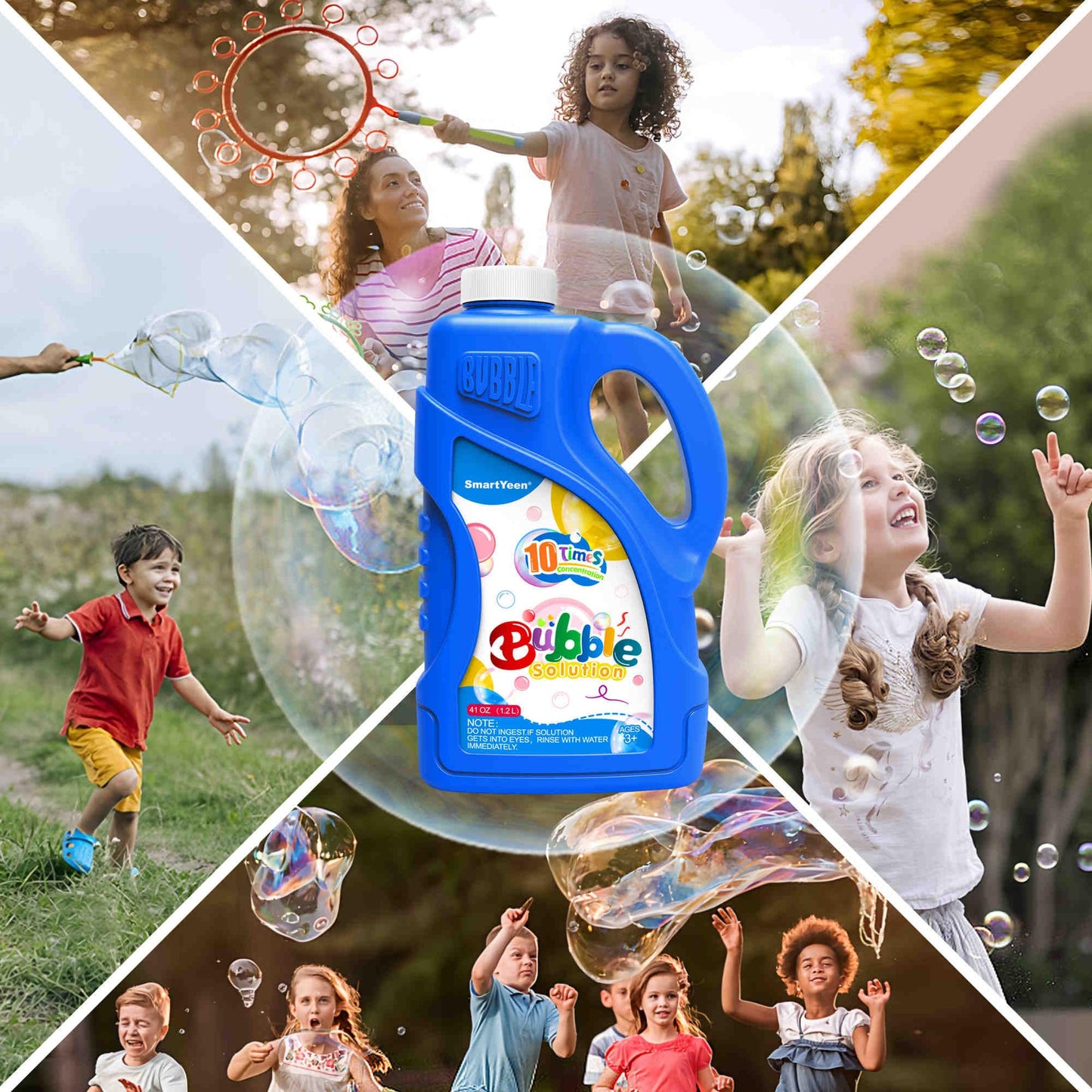 41oz Concentrated Bubble Solution Refill (Close to 1.2L/ up to 3.2 Gallon)-Safe for Kids, Perfect for Bubble Machines, Wands & Blowers - Ideal for Birthday Parties & Summer Fun (Blue)